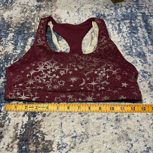 Fabletics Port Wine Stardust & Gold Boost Medium Impact Padded Sports Bra Size - Picture 5 of 5